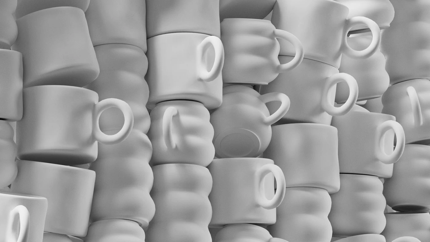 ceramic materials handmade set design art direction 3d design lighting models acrylic papermache