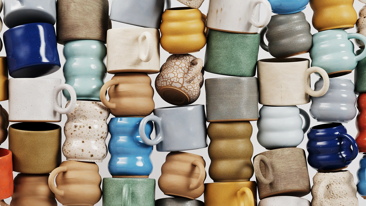 ceramic materials handmade set design art direction 3d design lighting models acrylic papermache