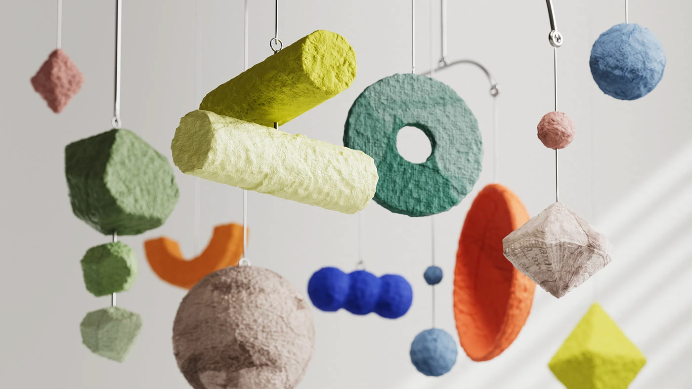 ceramic materials handmade set design art direction 3d design lighting models acrylic papermache