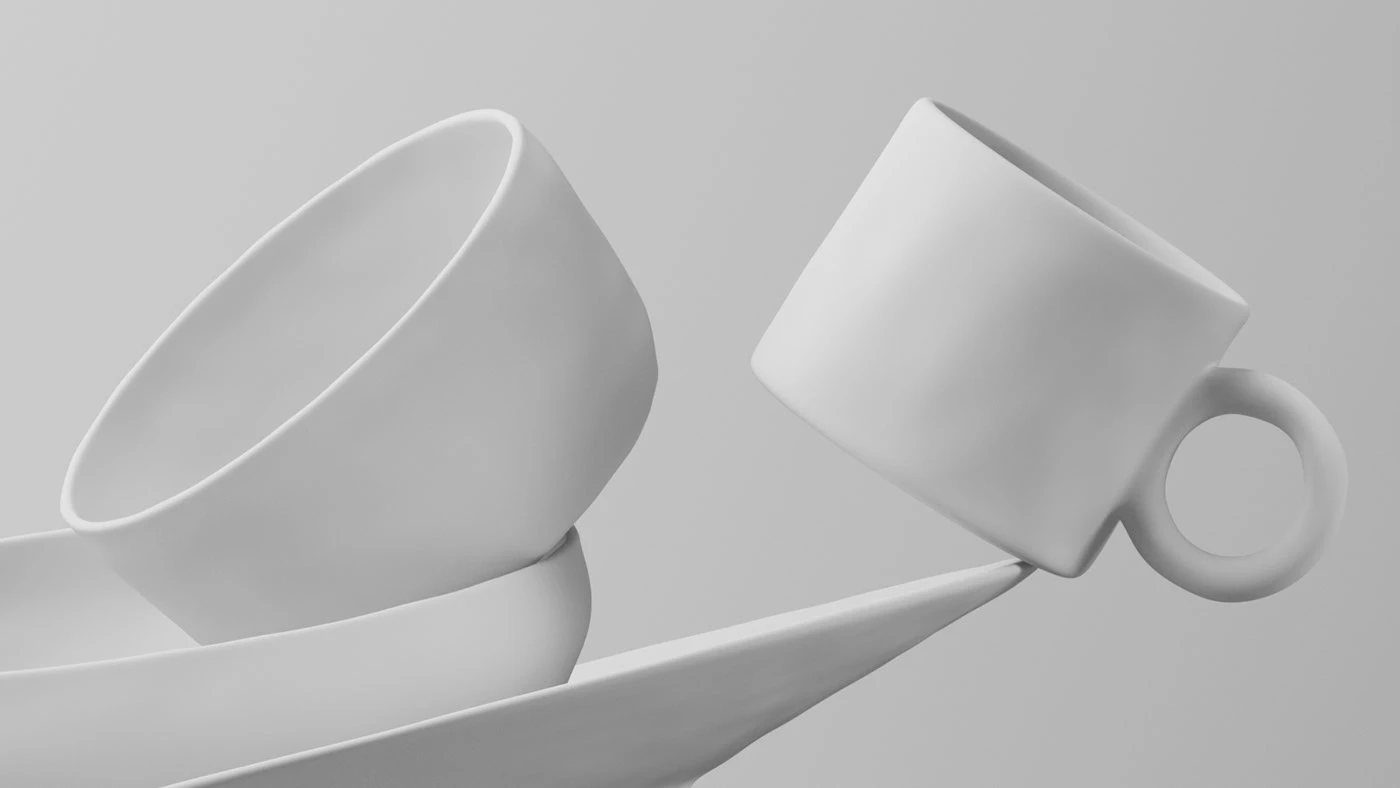 ceramic materials handmade set design art direction 3d design lighting models acrylic papermache